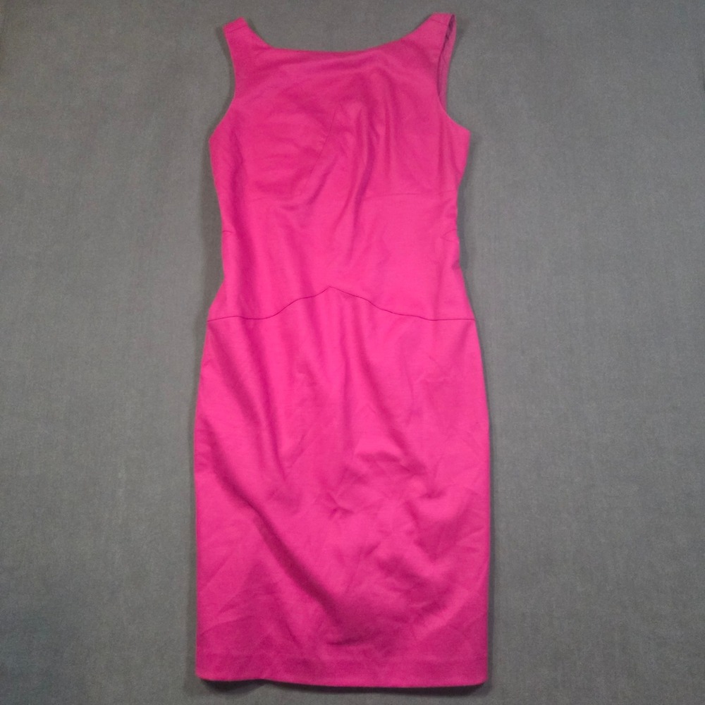 Diane von Furstenberg Sheath Dress Womens 10 Pink Wool Blend Sleeveless V-Back